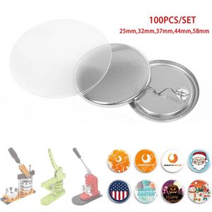 Craft Araçları 100 PCS Boş Rozet Pin Düğmesi Maker Parçaları Malzeme Malzemeleri 32mm 37mm 44mm DIY Yapma Yumruk Pres Makinesi Bölüm 230412