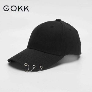 Ball Caps COKK Hip Hop Damen Baseball Cap mit Ring Kreis Snapbk Hüte für Herren Damen Unisex Papa Hut verstellbar Kpop Korean Style Gorra P230412