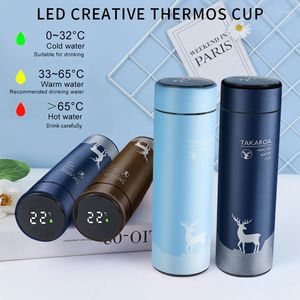 Bottiglie d'acqua Bottiglia con tazza isolante intelligente da 500 ml Display digitale della temperatura a LED Tazze termiche in acciaio inossidabile Tazze intelligenti