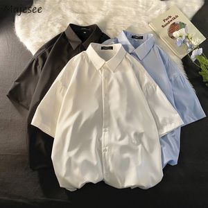 Mäns avslappnade skjortor Herrmännen Full Match Prep Style Ulzzang Simple and Gentle Japanese Street Fashion Student Youth Summer Clothing 230412