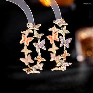 Dangle Earrings S925 Silver Needle For Women Fashionable And Versatile Net Red Temperament C-shaped Hoop Butterfly Wholesale