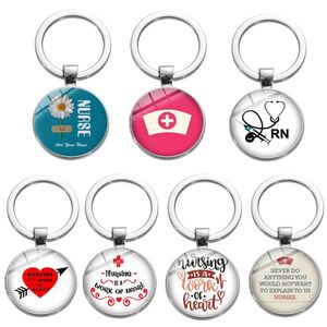 10 Pcs/Lot Fashion Key Rings Custom Nursing is A Work of Heart RN Hospital Medical Symbol Keychain For Nurse Doctor Gift