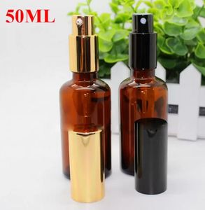 264pcs/Lot 50ml Glass Spray Bottle For Essential Oil Glass Bottle with Black or Golden Pump Sprayer 50 ml And Lid High quality