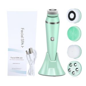 Rengöringsverktygstillbehör 4 i 1 Electric Brush Face Skin Spa Cleansing USB uppladdningsbar massagerrensare med 4 huvuden hudvård Rengöringsverktyg 230411