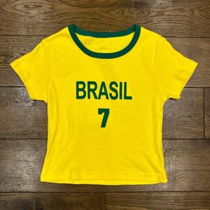 Frauen TShirt Y2K Frauen T-Shirt Brasilien Alphabet Druck T Shirt Frauen Weiß Ästhetik Kawaii Tumblr T-Shirt Crop Top Harajuku Tops 230411