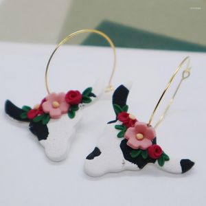 Brincos de vaca pingente de vaca para mulheres meninas simples Flores de moda Brincha de jóias Acessório de joias Mama presentes