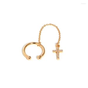 Hoop Earrings 2023 Simple Style Small Cross Chain 925 Sterling Silver Earless Ear Clip Female