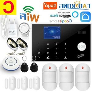 Freeshipping Wi -Fi GSM System alarmowy 433 MHz Home Awwar Alarm Wireless Wired Detector RFID TFT Touch Keyboard 11 Język kompatybilny WUGT