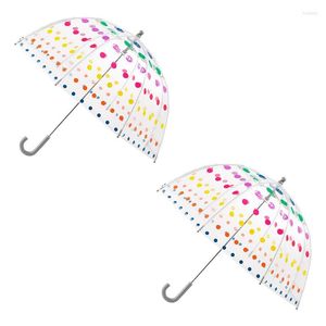 Guarda -chuvas 2x Clear Bubble Umbrella Men e Women's Children's Transparent Long Handle Moda