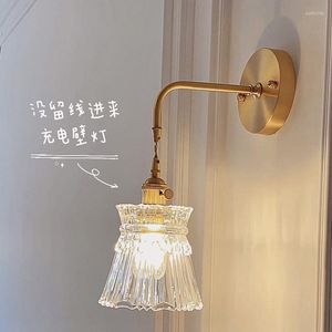 Lampy ścienne vintage nowoczesne wykończenia kryształów dekoracje pralni inteligentne łóżko LED Applique światła zewnętrzna