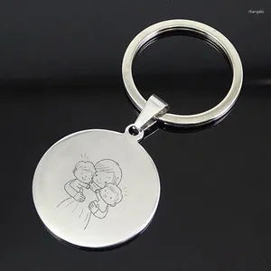 Keychains Wholesale Lovely Baby And Mom Disc Charm Keyring Gift For Mother's Day Drop Accepted YP6950