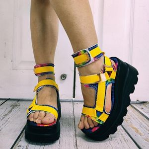 Сандалий обувь платформ платформы мелангы Sment Women Heels Gladiator Open Toe Bugle Brap