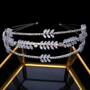 Hårklämmor Barrettes Fashion Flower Zircon Bridal Headband Jewelry for Women Wedding Accessories Crystal Tiaras Crown Prom Headbonad Gifts