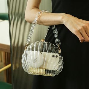 Torby wieczorowe przezroczystą akrylową torbę skorupową moda Wysoka jakość PCV designerska torebka torebka Pearl Pasek na ramię w torbie sprzęgła 230412