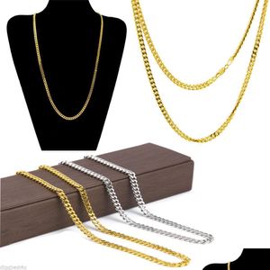 Chains M 5Mm Gold Sier Cuban Link Chain Necklaces Men Women 18K Plated Hip Hop Necklace Fashion Jewelry Drop Delivery Pendant Dhgarden Otnmd