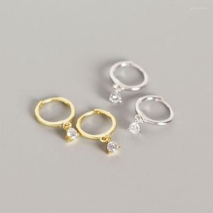 Hoop Earrings DAIWUJAN Minimalist 925 Sterling Silver Zircon Pendant For Women Girl Gold Color Circle Round Jewelry