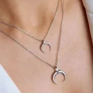 Collane con ciondolo Collana multistrato di moda Accessori di gioielli in acciaio inossidabile squisiti per incontri con donne