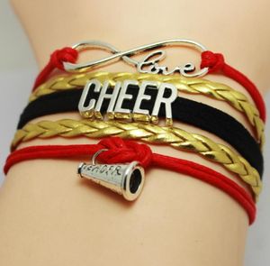 Infinity Love Heart Megaphone Cheer Mom Cheer Leader Cheering Squad Team Charm Girls Leather Wrap Bracelets for WomenMen Jewelry4184686
