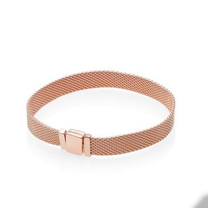 Bracciale in maglia d'oro rosa per Pandora Bracciali da sposa stile cinturino in vero argento sterling Set per braccialetti con ciondoli firmati da donna regalo fidanzata con scatola originale