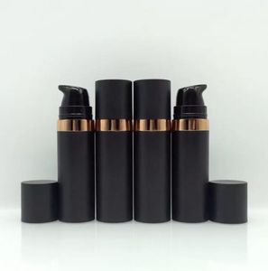 Wholesale 15ml Frosted Black Plastic Airless Pump Bottle Travel Size Refillable Cosmetic Containers for Lotion Eye Cream Essence Facial Cleanser factory outlet