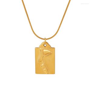 Pendant Necklaces European And American Trend Ins Jewelry Hip Hop Half-Face Portrait Necklace Titanium Plated 18K Gold
