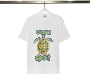 As246 klassisk vit svart casa designer t shirt sommar kort ärm grön sköldpadda casablanca män kvinnor tshirt tee mens kläder