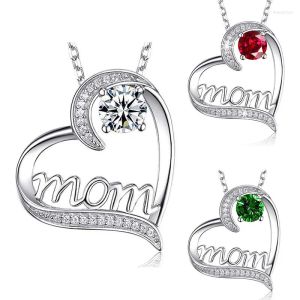 Pendant Necklaces Heart Mom Necklace For Women With 3 Colour Crystal Choker Jewelry O Chain Grace Mother's Day Gifts