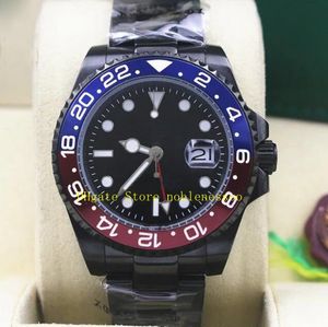 12 Kolor z pudełkiem Mężczyzn Automatyczne zegarki Męskie 116710 Czarna i niebieska ceramiczna stal nierdzewna w bransoletce DLC PVD 116718 Mechanical Mens Sport Watch