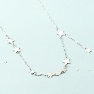 Colar de colar de uma peça de uma peça de estrela para mulheres cor de ouro branco grossa jóias de moda de camisola de banhado