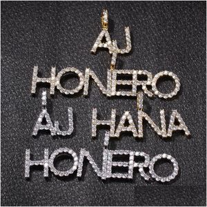 Collane con ciondolo Nome personalizzato Collana con lettera ghiacciata Mens Hip Hop Gold Sier Womens Letters Jewerly Drop Delivery Jewelry Pe Dhgarden Ot5Sq