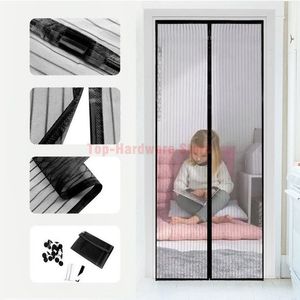 Ren gardiner Punch-Free Magnetic Mosquito Net Anti Bug Fly Door Mesh Automatisk stängningsskärm för uteplatsbalkong Slid S 230412