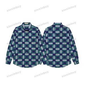 Xinxinbuy Men designer tee t shirt 23SS Paris Letter Plaid mönster tryck kortärmad bomullskvinnor svartblå grå grön m-2xl