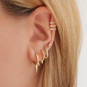 Orecchini a cerchio Semplice Minimal Delicato Dainty Jewelry Fine 925 Sterling Silver Round Spike Charm Geometric Mini Huggie Earring Girls