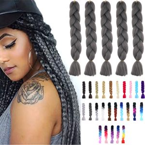 Capelli ultra intrecciati 24 pollici Kanekalon Treccia jumbo Arcobaleno Ombre Trecce viola chiaro colorate Trecce jumbo Estensioni dei capelli