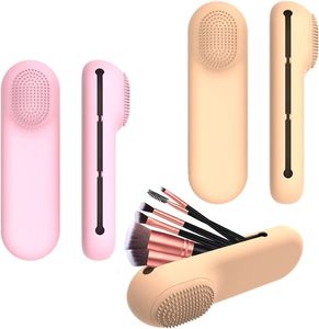 Silicone Make Up Brushes Case Portable Cosmetic Organizer Makeup Storage Bag for Women Face Brush Set Box Magnetic Closure