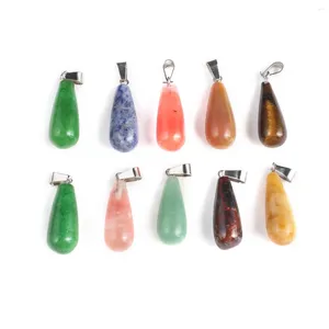 Pendant Necklaces 5Pcs Natural Stone Long Water Drop Crystal Tiger Eye Quartz Charms For Making DIY Necklace Earrings Jewelry Findings