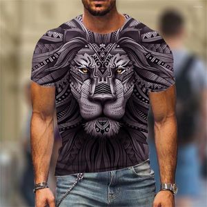 Męskie koszule zaciekłe zwierzęcy Lion 3D druk Męskie koszulki letnie streetwear modne luźne tygrys z krótkim rękawem ponadwymiarowe unisex topss