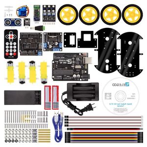 Freeshipping Project Smart Robot Car Kit för Ultrasonic Sensor, Etooth Module, ECT Pedagogisk leksakbil med CD Knrnr