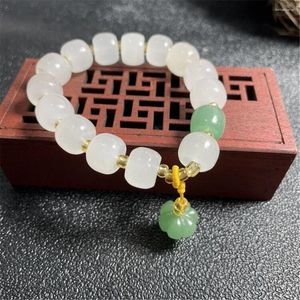 Strand Originally Design Ethnic Natural White Bodhi Root Barrel Beads Bracelet Women Men Meditation Mala Buddhist Rosary Yoga Jewelry