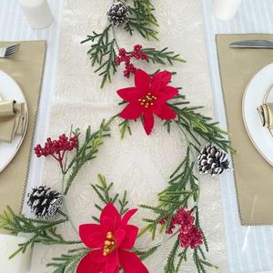 Dekorativa blommor PVC Material Juldekoration Festlig faux grönska krans med simulerad vinrankan för festhelg