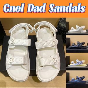 Dad Sandals Designer Women channel Sandal Grandad luxury Slippers Quilted flat Platform sandal crystal calf Leather Slides Womens summer beach Sliders shoes