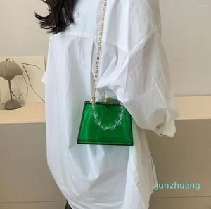 Shoulder Bags 24 Designer PVC Handbags For Women Acrylic Transparent Beading Handle Female Evening Clutch Ladies Sac Trendy Party Bolsa