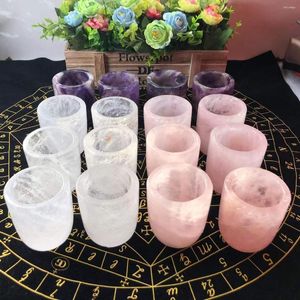 Copas de copos Coleção Cristal Cristal Natural Curved Home Gift Amethyst Craqued Decor de caneca Hand Cup para White Geode Rose Tea Quartz