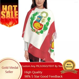 Lenços Personalizados Bandeira de Luxo do Peru Peruano Tassel Scarf Mulheres Inverno Quente Xales Wraps Feminino
