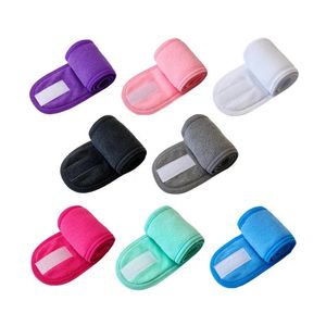 Facial Spa Headband Hair Accessories Makeup Shower Bath Sport Hairband Terry Cloth Adjustable Stretch Towel with Magic Tape BJ