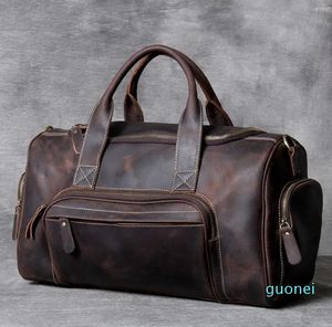 Duffel çantalar moda marka tasarımcısı iş gezisi seyahat çantası için adam açık hava deri ayakkabı alem erkek kahve siyah