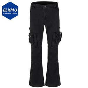 Erkekler Kot Siyah Kargo Kot Pantolon Fermuar Cepleri Fermuar Cepleri Hi Street Jeans Harajuku Hip Hop Street Giyim y2k Jeans Man 231110