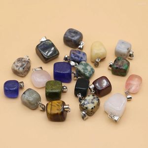 Pingente colares de pedra natural pingentes cubo forma pedra preciosa encantos requintados para fazer jóias diy pulseira colar brincos acessórios