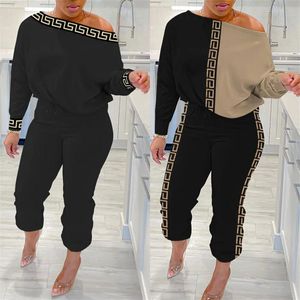 Tute da donna Moda Manica lunga Pantaloni a due pezzi Set Donna Camicetta autunnale Camicie Abbigliamento Tute da jogging Pantaloni maglione Sport casual Maglieria Tute