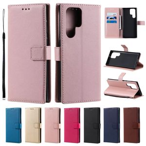 Sheep Leather Wallet Cases For Samsung S24 Plus S23 FE Ultra A15 A05 A05S A14 4G 5G A24 A34 A54 Flip Cover PU Fashion Luxury Card ID Slot Magnetic Folio Holder Pouch Strap